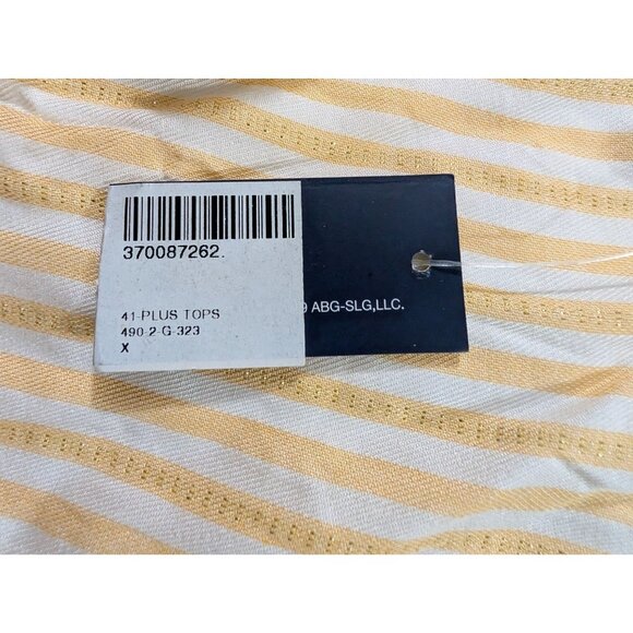 Adrienne Vittadini Shirt Plus Size XXX 3X Short Sleeve Metallic Gold Striped Top - Picture 8 of 10